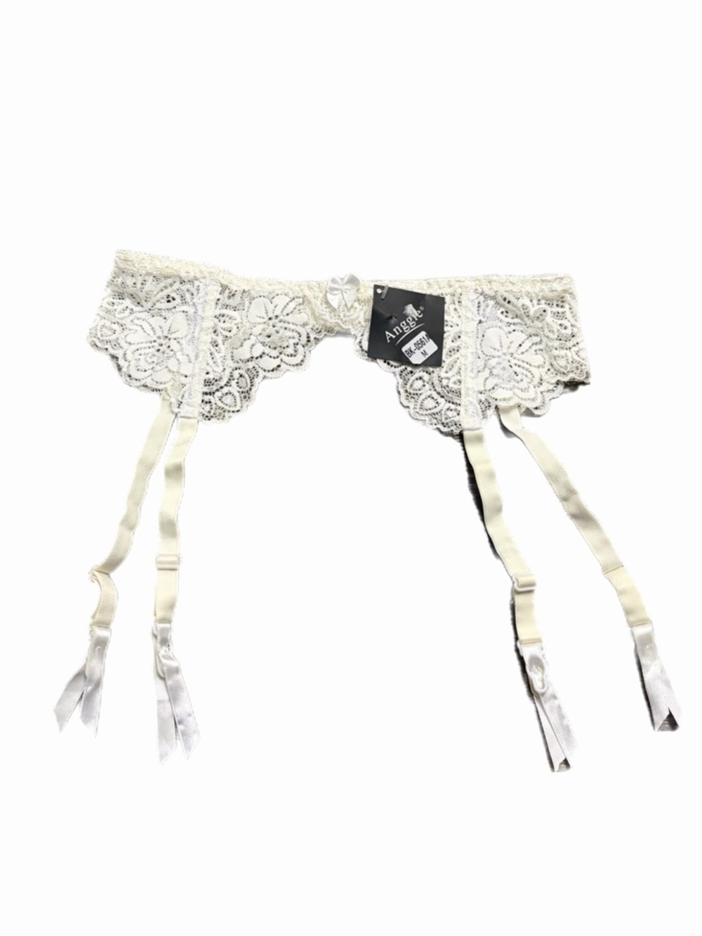 NWT 90s Italian Vintage Anggie Floral Lace Garter Belt (Ivory) Size Medium